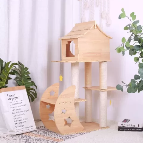 GalaxyCat Oasis - Premium Wooden Multi-Level Cat Climber with Space Capsule Cat Tower