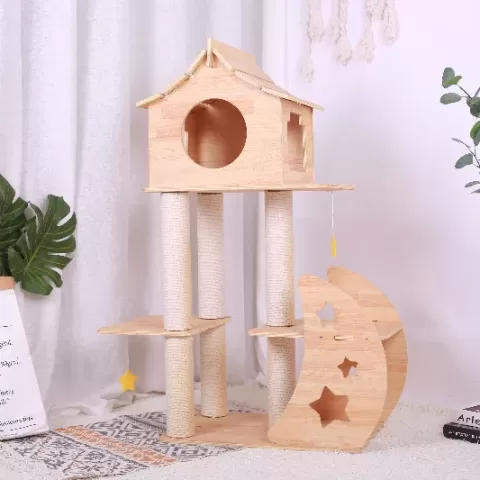 GalaxyCat Oasis - Premium Wooden Multi-Level Cat Climber with Space Capsule Cat Tower