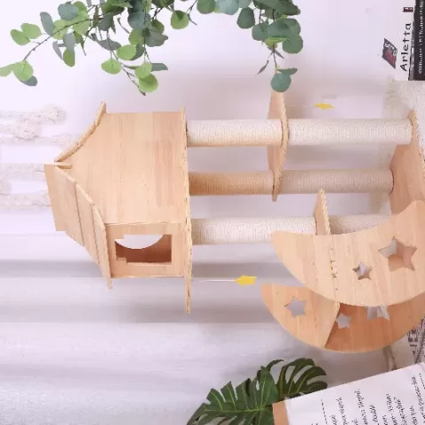 GalaxyCat Oasis - Premium Wooden Multi-Level Cat Climber with Space Capsule Cat Tower