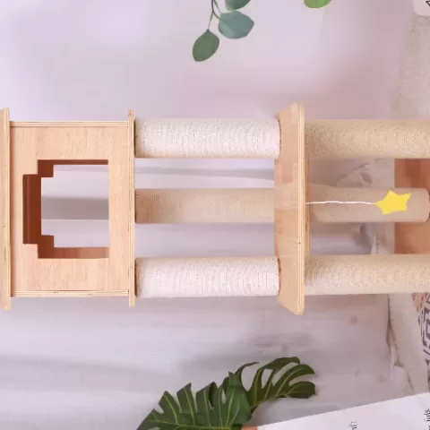 GalaxyCat Oasis - Premium Wooden Multi-Level Cat Climber with Space Capsule Cat Tower