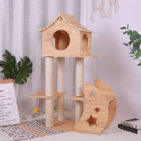 GalaxyCat Oasis - Premium Wooden Multi-Level Cat Climber with Space Capsule Cat Tower