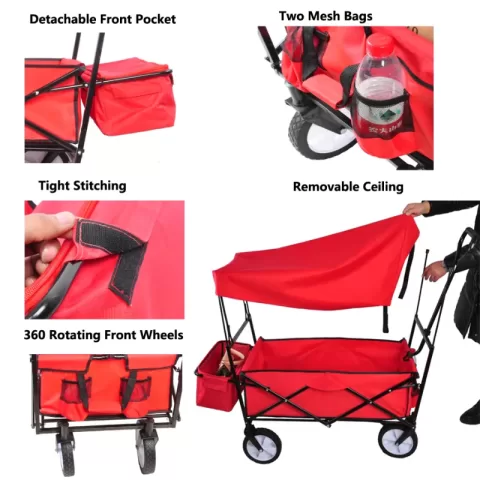 Garden Shopping Beach Cart Folding Wagon 18