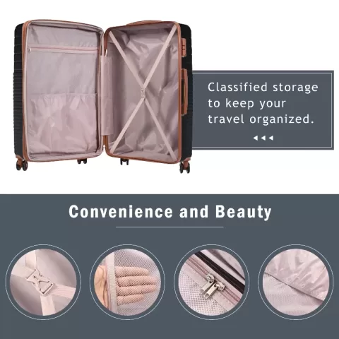 Hardshell Luggage Sets 3 Piece Double Spinner 8 Wheels Suitcase With Tsa Lock Lightweight 20''24''28' 1