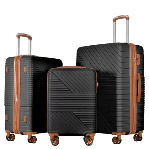 Hardshell Luggage Sets 3 Piece Double Spinner 8 Wheels Suitcase With Tsa Lock Lightweight 20''24''28' 12