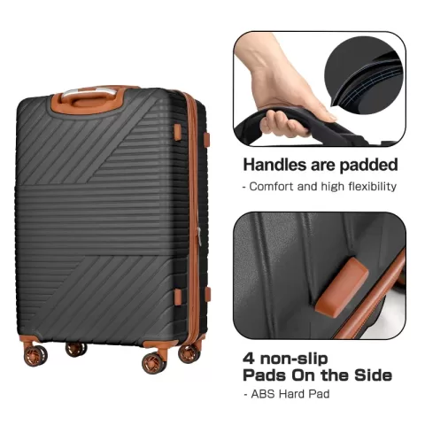 Hardshell Luggage Sets 3 Piece Double Spinner 8 Wheels Suitcase With Tsa Lock Lightweight 20''24''28' 2
