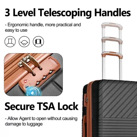 Hardshell Luggage Sets 3 Piece Double Spinner 8 Wheels Suitcase With Tsa Lock Lightweight 20''24''28' 20