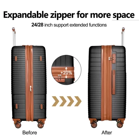Hardshell Luggage Sets 3 Piece Double Spinner 8 Wheels Suitcase With Tsa Lock Lightweight 20''24''28' 3
