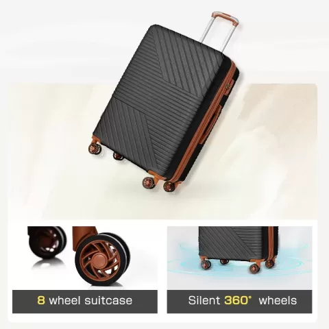 Hardshell Luggage Sets 3 Piece Double Spinner 8 Wheels Suitcase With Tsa Lock Lightweight 20''24''28' 4