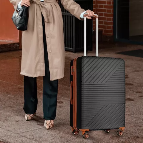Hardshell Luggage Sets 3 Piece Double Spinner 8 Wheels Suitcase With Tsa Lock Lightweight 20''24''28' 6