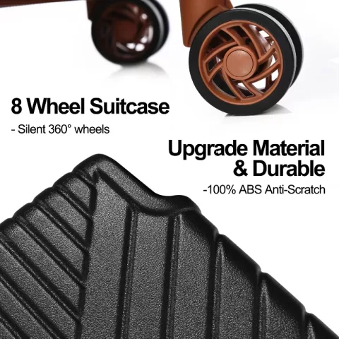 Hardshell Luggage Sets 3 Piece Double Spinner 8 Wheels Suitcase With Tsa Lock Lightweight 20''24''28' 9