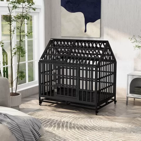 Heavy Duty Dog Cage Pet Crate With Roof 2