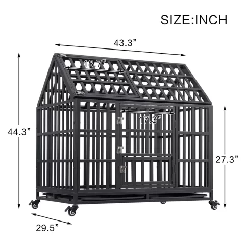 Heavy Duty Dog Cage Pet Crate With Roof 3