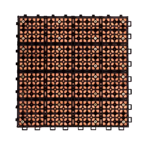 Kaia 8 Slat Reddish Brown Wood Interlocking Deck Tile (set Of 10 Tiles) 1