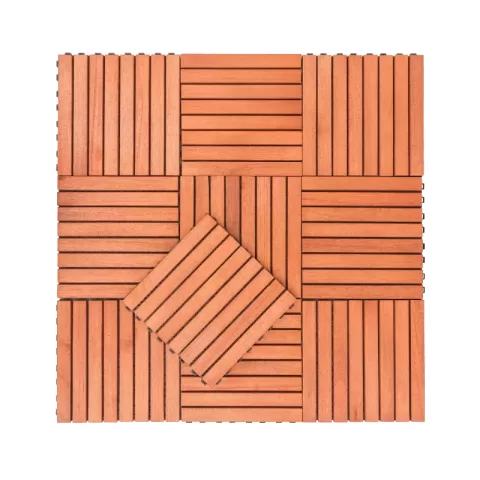 Kaia 8 Slat Reddish Brown Wood Interlocking Deck Tile (set Of 10 Tiles) 2