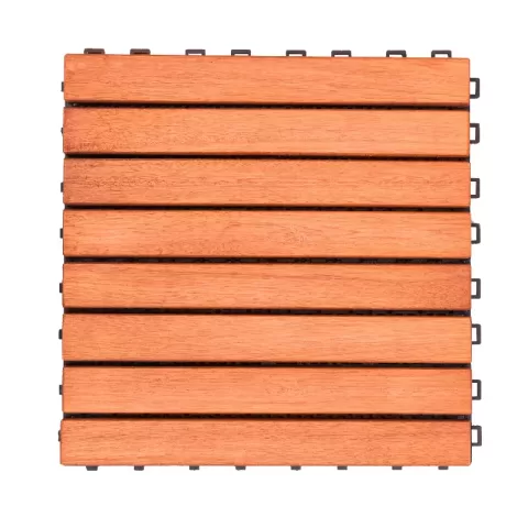 Kaia 8 Slat Reddish Brown Wood Interlocking Deck Tile (set Of 10 Tiles) 3