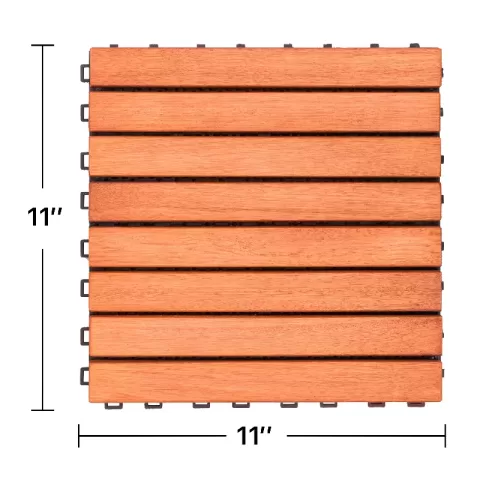Kaia 8 Slat Reddish Brown Wood Interlocking Deck Tile (set Of 10 Tiles) 4
