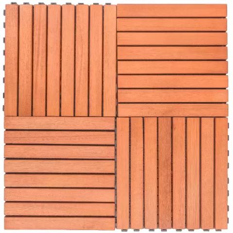 Kaia 8 Slat Reddish Brown Wood Interlocking Deck Tile (set Of 10 Tiles) 5