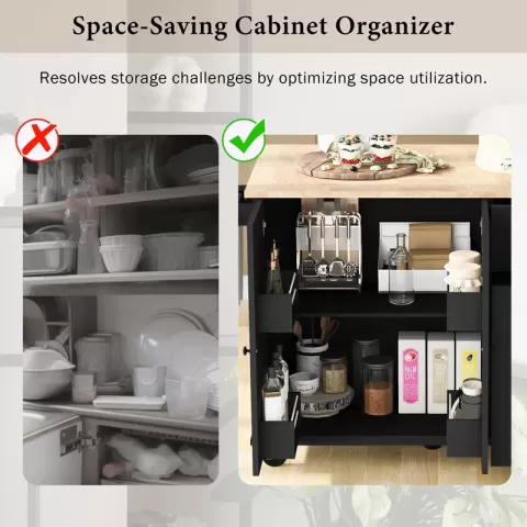 Kitchen Island With Drop Leaf, 53.9 Width Rolling Kitchen Cart On Wheels With Internal Storage Rack And 3 Tier Pull Out Cabinet Organizer, Kitchen Storage Cart With Spice 5