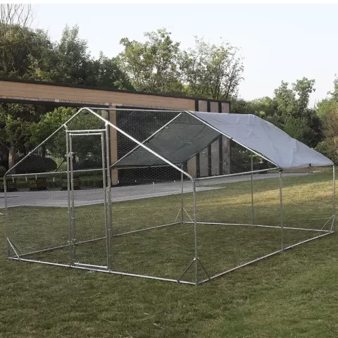 Large Metal Chicken Coop Walk In Poultry Cage Hen Run House Rabbits Habitat Cage Spire Shaped Coop With Waterproof And Anti Ultraviolet Cover (10' L X 13' W X 6.4' H) 11