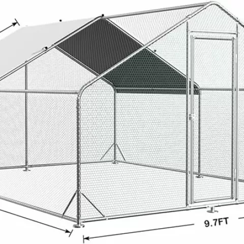 Large Metal Chicken Coop Walk In Poultry Cage Hen Run House Rabbits Habitat Cage Spire Shaped Coop With Waterproof And Anti Ultraviolet Cover (10' L X 13' W X 6.4' H) 15