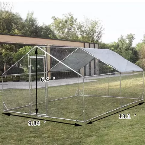 Large Metal Chicken Coop Walk In Poultry Cage Hen Run House Rabbits Habitat Cage Spire Shaped Coop With Waterproof And Anti Ultraviolet Cover (10' L X 13' W X 6.4' H) 18