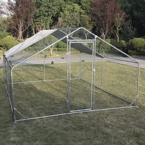 Large Metal Chicken Coop Walk In Poultry Cage Hen Run House Rabbits Habitat Cage Spire Shaped Coop With Waterproof And Anti Ultraviolet Cover (10' L X 13' W X 6.4' H) 7