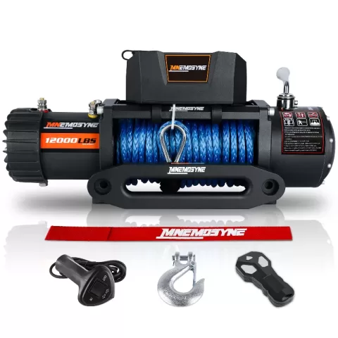 Mn Electric Winch 12v 12000lbs Synthetic Rope Jeep Towing Truck Off Road 4wd 4