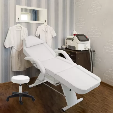 Massage Salon Tattoo Chair With Two Trays Esthetician Bed With Hydraulic Stool,multi Purpose 3 Section Facial Bed Table, Adjustable Beauty Barber Spa Beauty Equipment 3