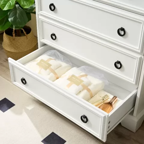 Modern 6 Drawer Dresser, Dressers For Bedroom, Tall Chest Of Drawers Closet Organizers & Storage Clothes Easy Pull Handle, Textured Borders Living Room, Hallway 1