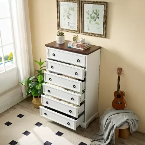 Modern 6 Drawer Dresser, Dressers For Bedroom, Tall Chest Of Drawers Closet Organizers & Storage Clothes Easy Pull Handle, Textured Borders Living Room, Hallway 2