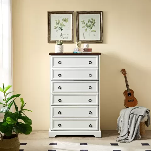 Modern 6 Drawer Dresser, Dressers For Bedroom, Tall Chest Of Drawers Closet Organizers & Storage Clothes Easy Pull Handle, Textured Borders Living Room, Hallway 5