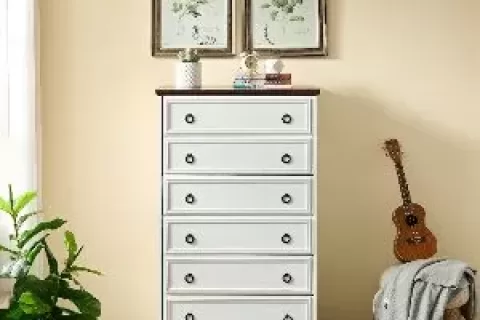 Modern 6 Drawer Dresser, Dressers For Bedroom, Tall Chest Of Drawers Closet Organizers & Storage Clothes Easy Pull Handle, Textured Borders Living Room, Hallway,l 29.53''w15.75