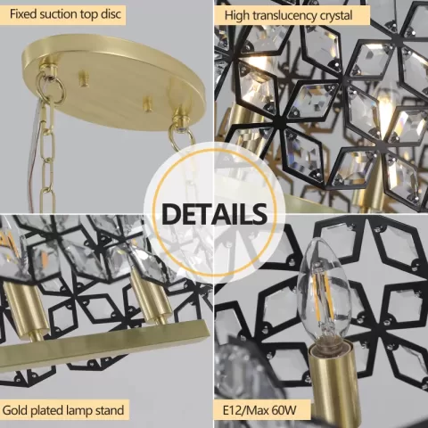 Modern Champagne Gold Oval Crystal Ceiling Chandelier Luxury Home Decor Light Fixture 1