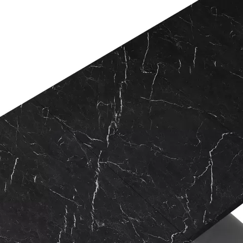 Modern Square Dining Table, Stretchable, White Marble Table Top+mdf X Shape Table Leg With Metal Base 12