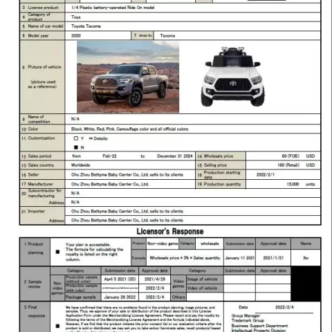 Official Licensed Toyota Tacoma Ride On Car,12v Battery Powered Electric Kids Toys 00