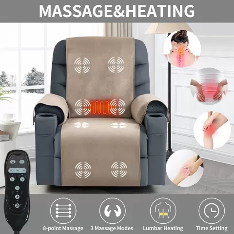 Okin Motor Up To 350 Lbs Power Lift Recliner Chair, Heavy Duty Motion Mechanism With 8 Point Vibration Massage And Lumbar Heating, Cup Holders, Usb And Type C Ports, Removable Cushions 13