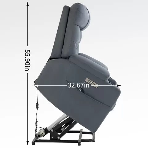 Okin Motor Up To 350 Lbs Power Lift Recliner Chair, Heavy Duty Motion Mechanism With 8 Point Vibration Massage And Lumbar Heating, Cup Holders, Usb And Type C Ports, Removable Cushions 14