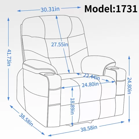 Okin Motor Up To 350 Lbs Power Lift Recliner Chair, Heavy Duty Motion Mechanism With 8 Point Vibration Massage And Lumbar Heating, Cup Holders, Usb And Type C Ports, Removable Cushions 20