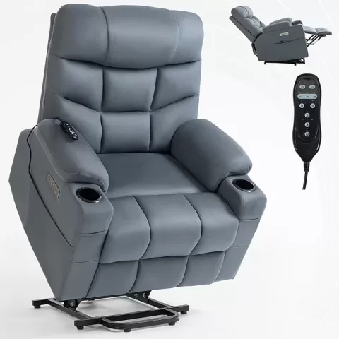 Okin Motor Up To 350 Lbs Power Lift Recliner Chair, Heavy Duty Motion Mechanism With 8 Point Vibration Massage And Lumbar Heating, Cup Holders, Usb And Type C Ports, Removable Cushions 3