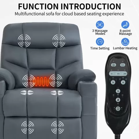 Okin Motor Up To 350 Lbs Power Lift Recliner Chair, Heavy Duty Motion Mechanism With 8 Point Vibration Massage And Lumbar Heating, Cup Holders, Usb And Type C Ports, Removable Cushions 9