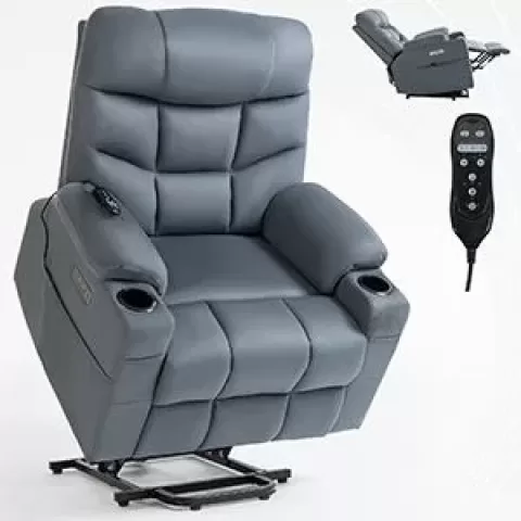350 LBS Power Lift Recliner Chair, Heavy Duty Motion Mechanism with 8-Point Vibration Massage and Lumbar Heating, Cup Holders, USB and Type-C Ports