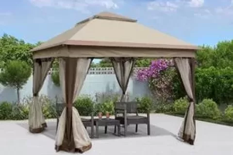 Outdoor 11x 11ft Pop Up Gazebo Canopy With Removable Zipper Netting,2 Tier Soft Top Event Tent,suitable For Patio Backyard Garden Camping Area,coffee