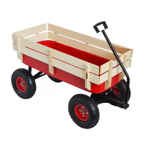 Outdoor Wagon All Terrain Pulling Wwood Railing Air Tires Children Kid Garden 1