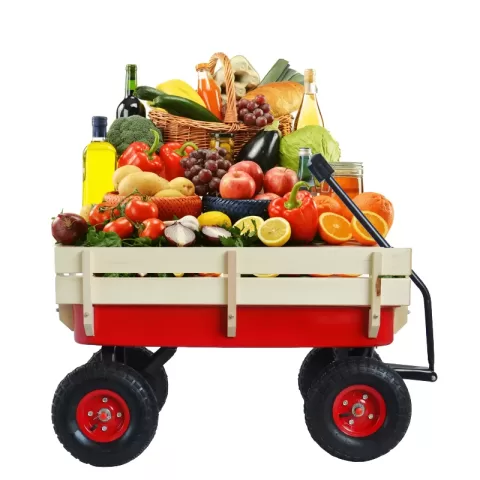 Outdoor Wagon All Terrain Pulling Wwood Railing Air Tires Children Kid Garden 22