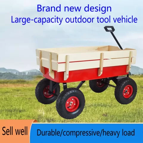 Outdoor Wagon All Terrain Pulling Wwood Railing Air Tires Children Kid Garden 23