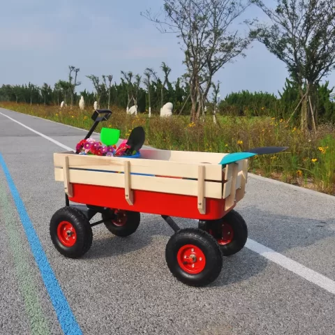 Outdoor Wagon All Terrain Pulling Wwood Railing Air Tires Children Kid Garden 27