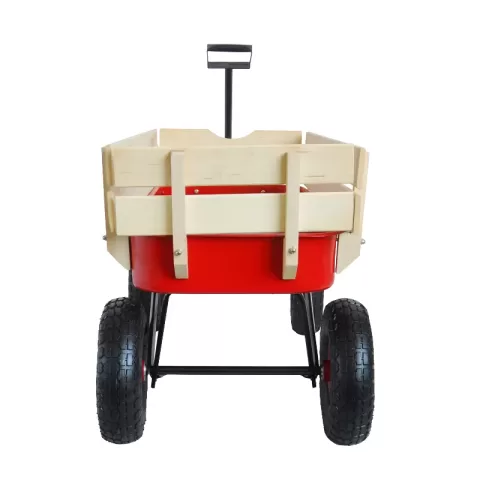 Outdoor Wagon All Terrain Pulling Wwood Railing Air Tires Children Kid Garden 4