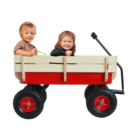 Outdoor Wagon All Terrain Pulling Wwood Railing Air Tires Children Kid Garden 8
