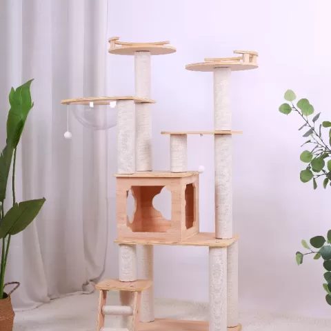 Purrscape Elegance Deluxe Wooden Cat Tower 28
