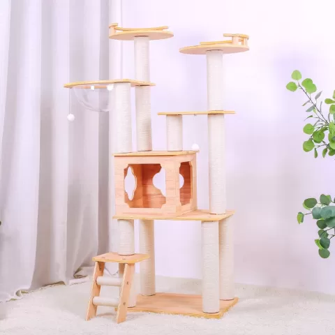 Purrscape Elegance Deluxe Wooden Cat Tower 29